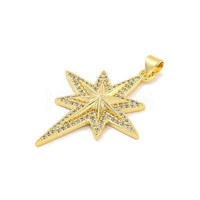 Rack Plating Brass Micro Pave Clear Cubic Zirconia Pendants X-KK-K341-72G-1