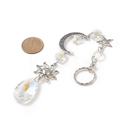AB Color Teardrop Glass Suncatchers HJEW-JM00844-1
