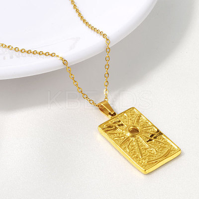 304 Stainless Steel Rectangle with Sun Pendant Necklaces for Women WGF8365-02-1