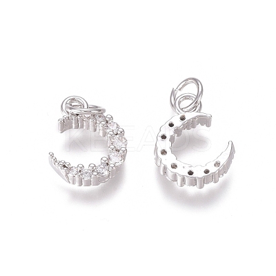 Brass Micro Pave Clear Cubic Zirconia Charms ZIRC-I036-02P-1