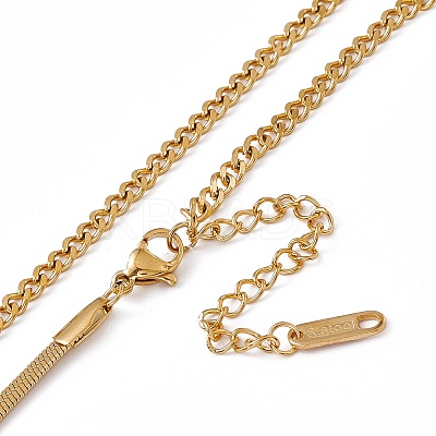 Crystal Rhinestone Pendant Necklace with 304 Stainless Steel Herringbone Chains NJEW-P269-04B-G-1