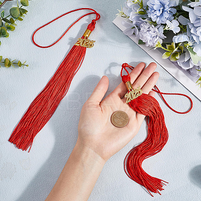 Polyester Graduation Tassel Pendant Decorations AJEW-WH20020-078G-1