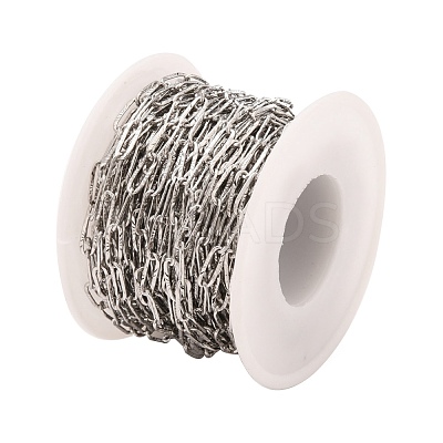 Tarnish Resistant 304 Stainless Steel Textured Paperclip Chains CHS-I009-01P-1