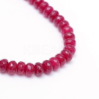 Faceted Rondelle Dyed Natural White Jade Bead Strands G-R343-6x8-07-1