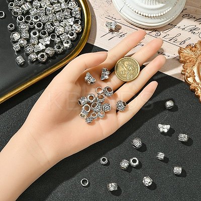 100Pcs 10 Styles Tibetan Style Alloy European Beads TIBE-YW0001-94-1