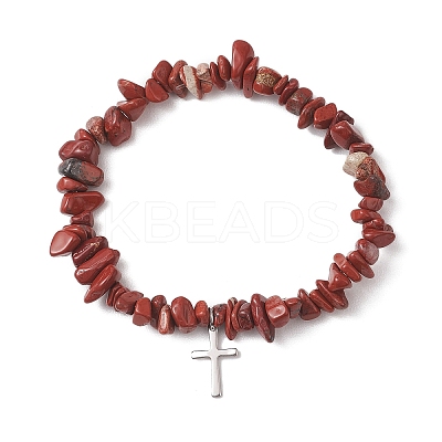 Natural Gemstone Chip Beads  Stretch Bracelets BJEW-JB13250-1