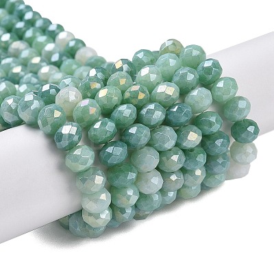 Faceted Electroplated Glass Beads Strands X-GLAA-C023-02-B08-1