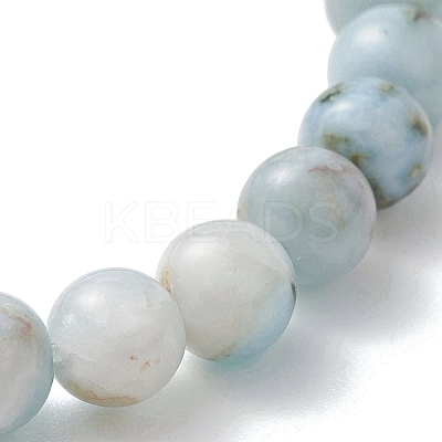 Natural Larimar Round Beads Stretch Bracelets for Women Men BJEW-JB13382-02-1