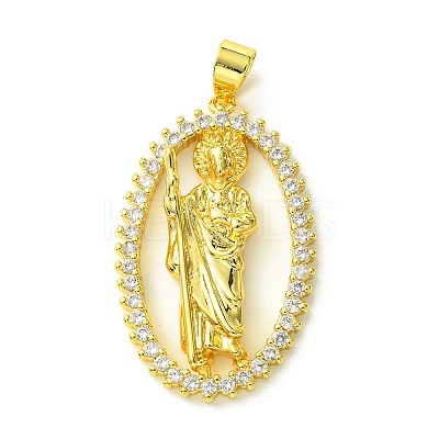 Brass Micro Pave Clear Cubic Zirconia Pendants KK-H472-42A-G-1