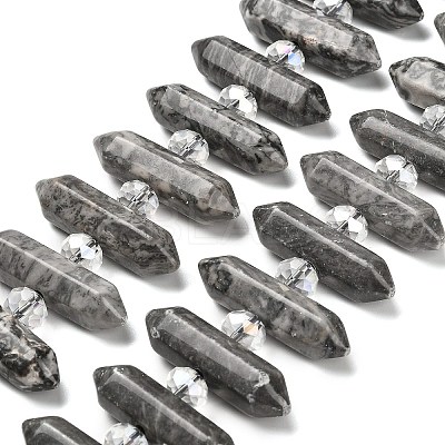 Natural Map Stone Double Terminated Point Beads Strands G-H069-B09-01-1