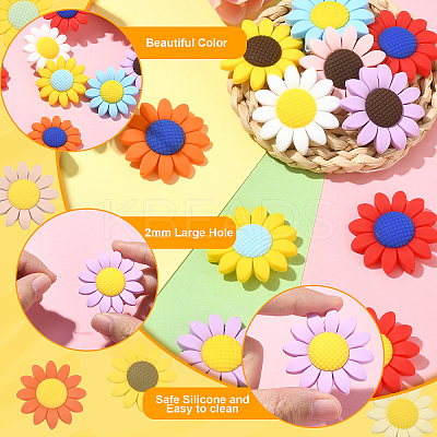 20Pcs 10 Colors Food Grade Eco-Friendly Silicone Focal Beads SIL-CJ0001-12-1