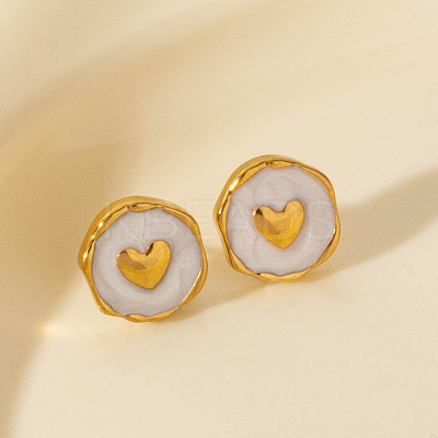 304 Stainless Steel Heart Stud Earrings OA9161-2-1