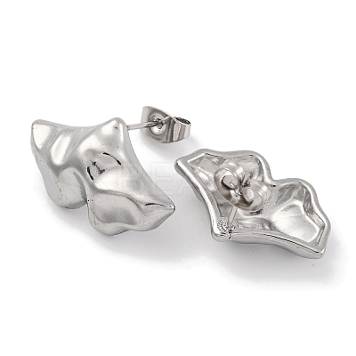 Non-Tarnish Leaf 304 Stainless Steel Stud Earrings EJEW-H013-32P-1