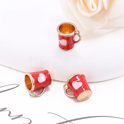 Alloy Enamel Mug Cup with Heart Miniature Ornaments PW-WG9EB43-07-1