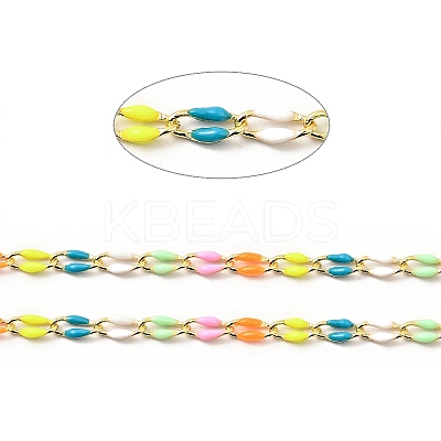 Brass Enamel Curb Chains CHC-C003-13G-01-1