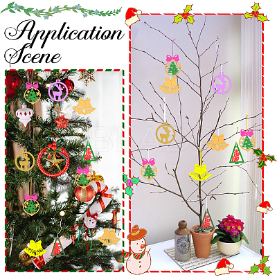 4 Sets 4 Styles Christmas Unfinished Wood Pendant Decorations WOOD-SC0001-87-1