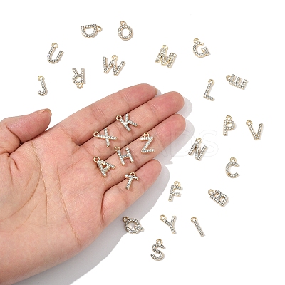 26Pcs 26 Styles Golden Tone Alloy Rhinestone Pendants FIND-FS0003-26-1