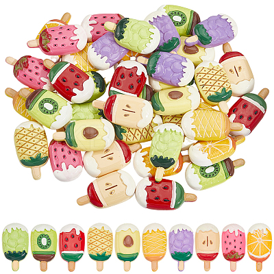 40Pcs 10 Colors Resin Cabochons RESI-SC0006-14-1
