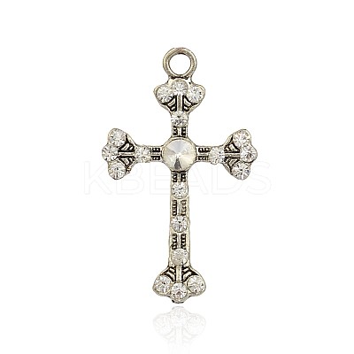 Tibetan Style Alloy Rhinestone Pendants RB-J115-01AS-1