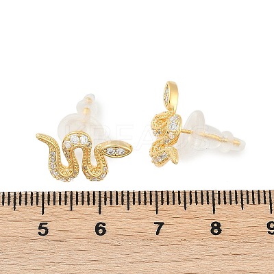 Brass Micro Pave Clear Cubic Zirconia Stud Earrings EJEW-P301-17G-1