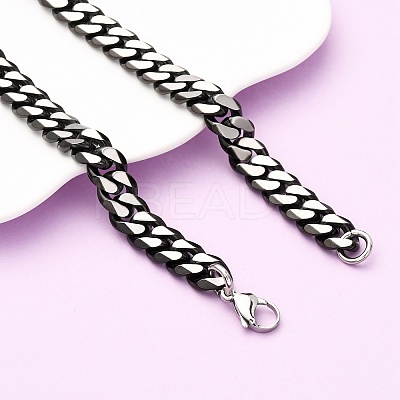 12MM 304 Stainless Steel Cuban Link Chain Necklaces NJEW-C099-04B-02-1