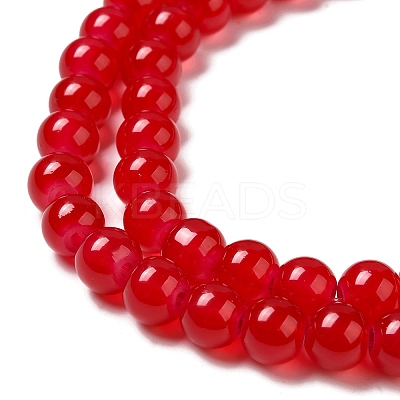 Baking Paint Imitation Jade Glass Round Bead Strands X1-DGLA-Q021-8mm-05-1