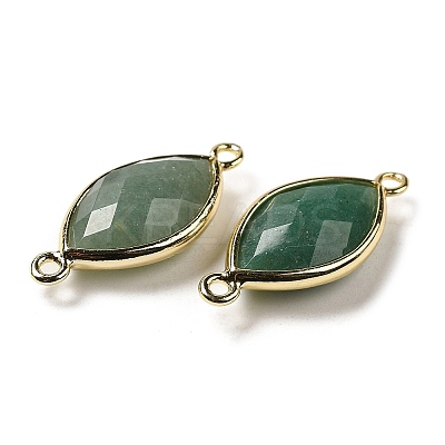 Natural Green Aventurine Faceted Connector Charms G-K347-03G-17-1