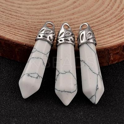 Bullet Natural Howlite Pointed Pendants G-E332-C22-1