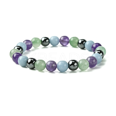 12Pcs 12 Styles Constellation Mixed Gemstone Round Beaded Stretch Bracelet Sets BJEW-JB10910-1