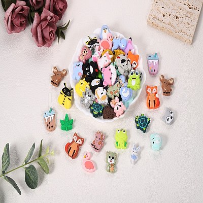 12Pcs 3 Colors Cartoon Fox Silicone Focal Beads JX716A-1