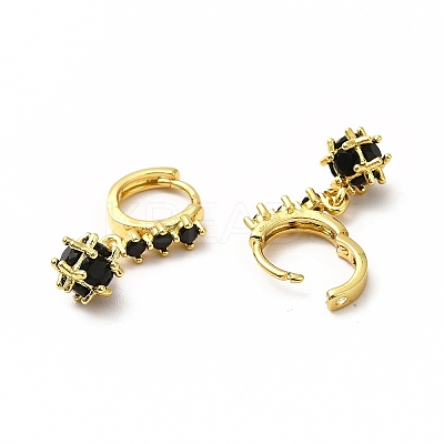 Cubic Zirconia Ball Dangle Hoop Earrings EJEW-H093-15G-1