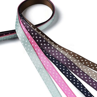 18 Yards 6 Colors Polyester Polka Dot Ribbon SRIB-C001-B05-1