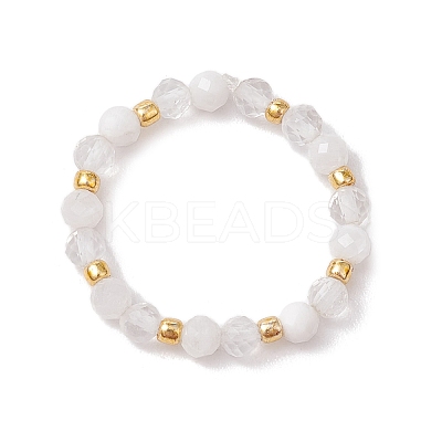 Natural Moonstone Beaded Stretch Rings RJEW-JR00867-08-1