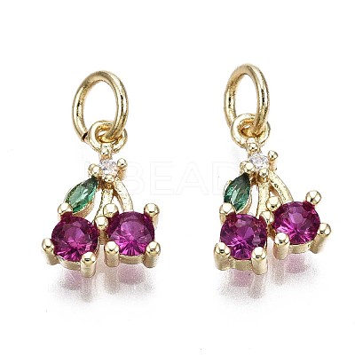 Brass Micro Pave Green & Purple Cubic Zirconia Charms ZIRC-S067-006-NR-1