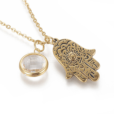 Ion Plating(IP) 304 Stainless Steel Pendant Necklaces NJEW-F260-06G-1