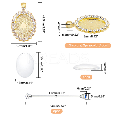 DIY Oval Pendant Brooch Making Kits DIY-CA0004-04-1