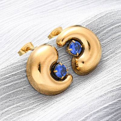 304 Stainless Steel Micro Pave Cubic Zirconia Stud Earrings LS-EJEW-B138-01G-1