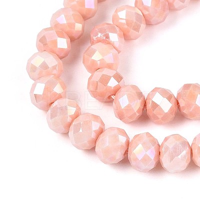 Anti-Tarnish Electroplate Rondelle Glass Beads Strands EGLA-T021-8mm-17-10-1