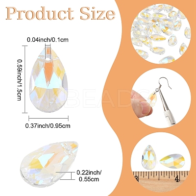 30Pcs Faceted Glass Pendants GLAA-YW0005-49-1