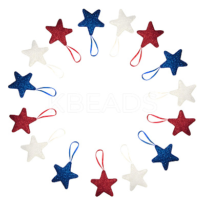 24Pcs 3 Colors Independence Day Foam Star Pendant Decorations AJEW-CN0004-58-1