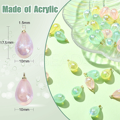 40Pcs 4 Colors Rainbow Iridescent Plating Acrylic Pendants MACR-CJ0001-59-1