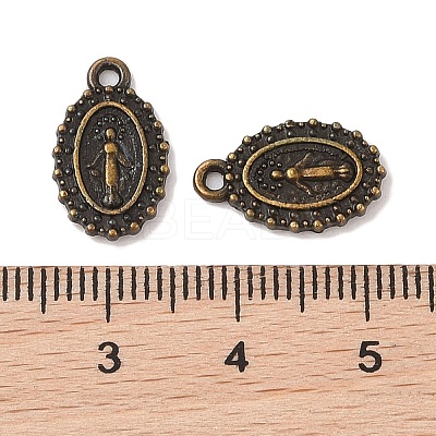 Oval Tibetan Style Alloy Charms TIBEP-D090-AB-NR-1