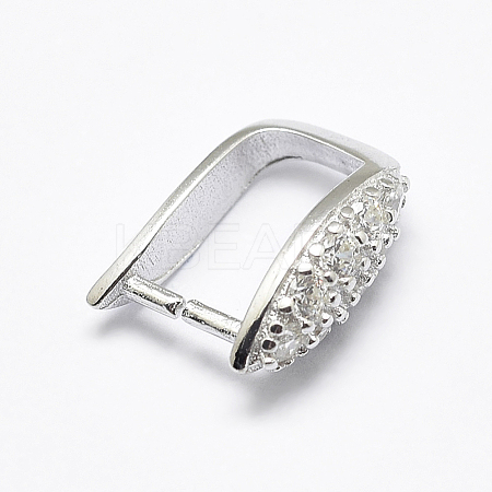 Anti-Tarnish Rhodium Plated 925 Sterling Silver Micro Pave Cubic Zirconia Pendant Bails STER-P034-21P-1