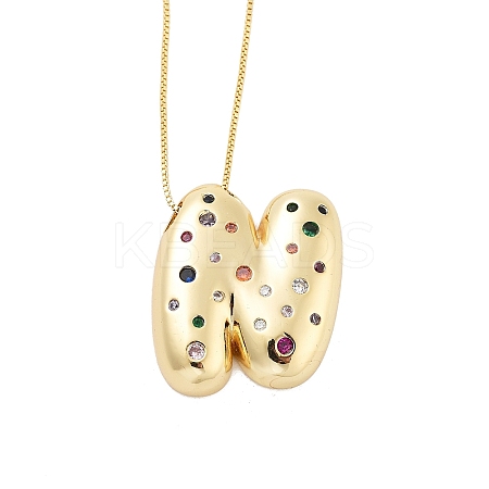 Brass Micro Pave Cubic Zirconia Letter Pendant Necklaces LS-KK-Z069-01G-N-1