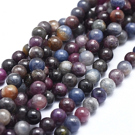 Natural Africa Red Corundum/Ruby and Sapphire Beads Strands G-D0010-01A-6mm-1