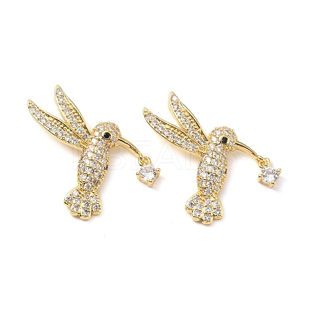 Brass Micro Pave Clear Cubic Zirconia Pendants KK-G533-07A-G-1