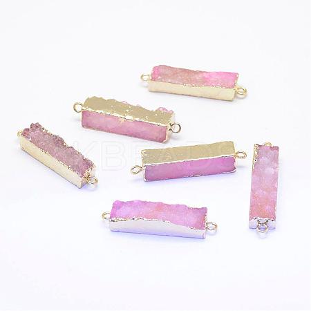 Electroplated Natural Druzy Agate Links/Connectors G-G656-02B-1