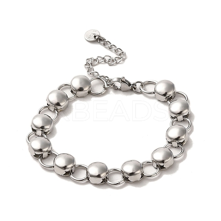 Non-Tarnish 304 Stainless Steel Flat Round Link Chain Bracelet BJEW-Q776-02C-01-1