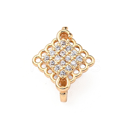 Rhombus Brass Pave Clear Cubic Zirconia Mutil-Strand Links ZIRC-R021-01E-G-1