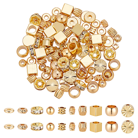 100Pcs 10 Styles Brass Spacer Beads KK-ME0003-80-1